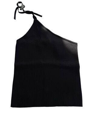 NWT ba&sh South Knit One Shoulder Top Sz Medium Black Ribbed